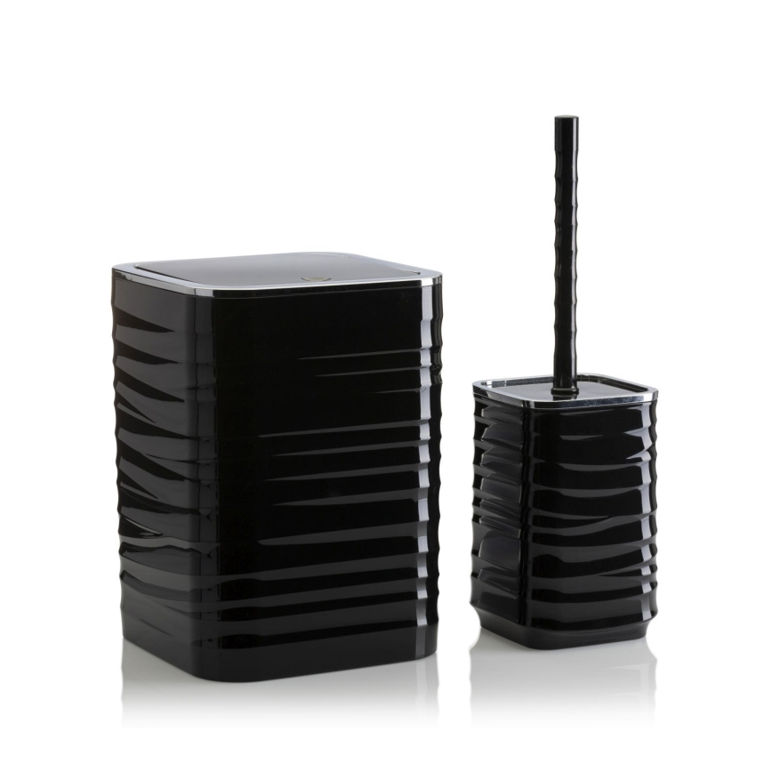 Badezimmer-Set WAVE 5 Stk. schwarz/glänzendes Chrom