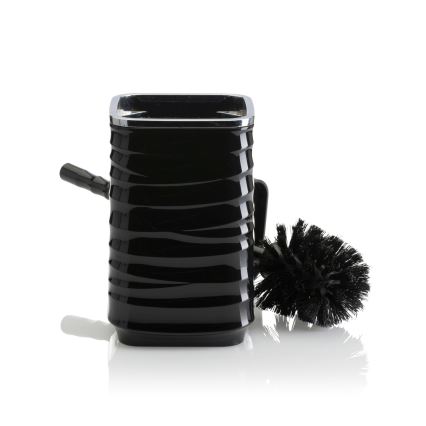 Badezimmer-Set WAVE 5 Stk. schwarz/glänzendes Chrom