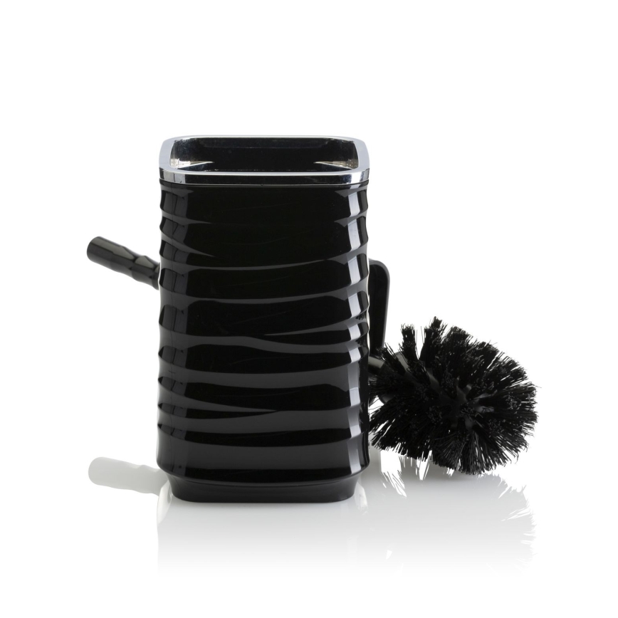 Badezimmer-Set WAVE 5 Stk. schwarz/glänzendes Chrom