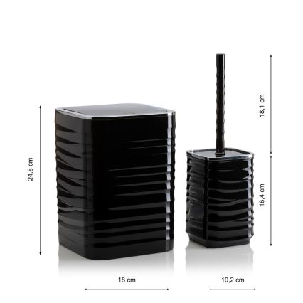 Badezimmer-Set WAVE 5 Stk. schwarz/glänzendes Chrom