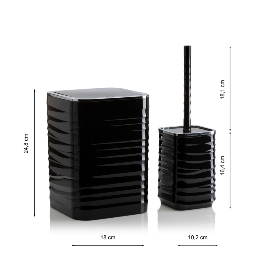 Badezimmer-Set WAVE 5 Stk. schwarz/glänzendes Chrom