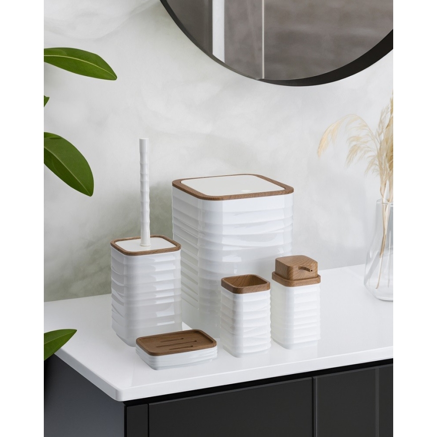 Badezimmer-Set WAVE 5 Stk. weiß/braun
