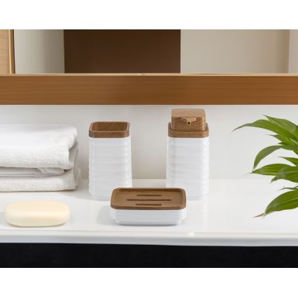 Badezimmer-Set WAVE 5 Stk. weiß/braun