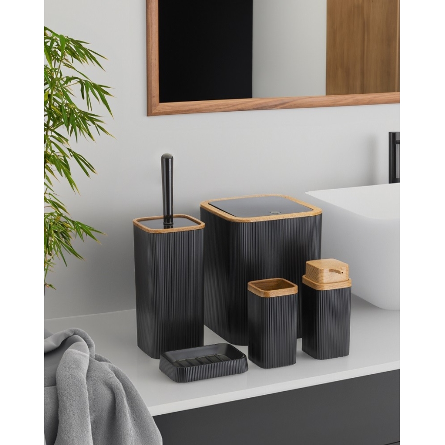 Badezimmer-Set ZOYA 5 Stk. schwarz/braun