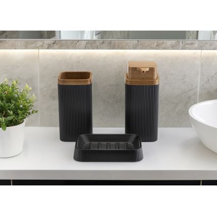 Badezimmer-Set ZOYA 5 Stk. schwarz/braun