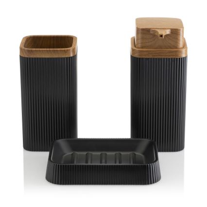 Badezimmer-Set ZOYA 5 Stk. schwarz/braun