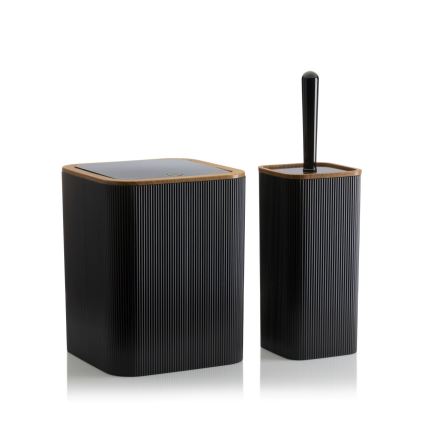 Badezimmer-Set ZOYA 5 Stk. schwarz/braun