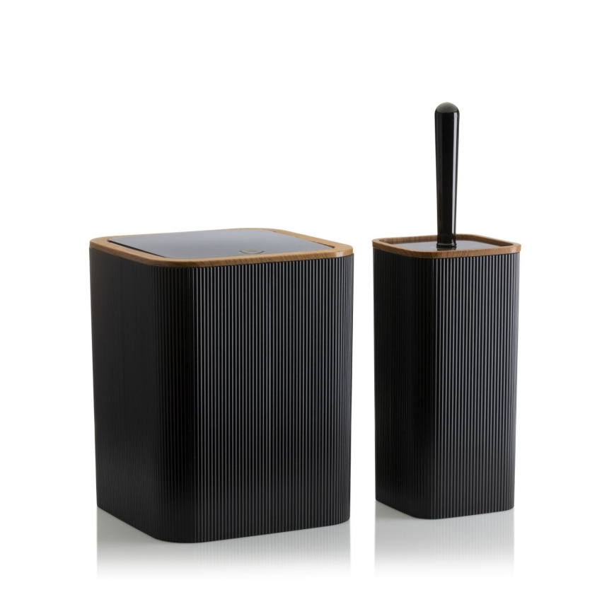 Badezimmer-Set ZOYA 5 Stk. schwarz/braun
