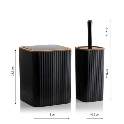Badezimmer-Set ZOYA 5 Stk. schwarz/braun