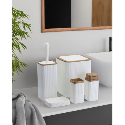 Badezimmer-Set ZOYA 5 Stk. weiß/braun