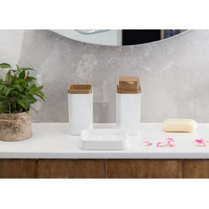 Badezimmer-Set ZOYA 5 Stk. weiß/braun