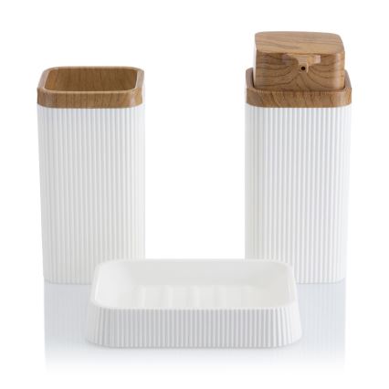 Badezimmer-Set ZOYA 5 Stk. weiß/braun