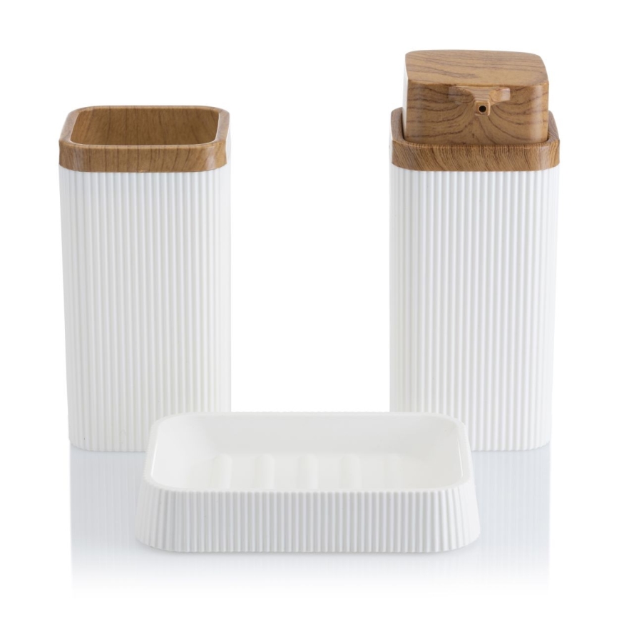 Badezimmer-Set ZOYA 5 Stk. weiß/braun