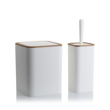 Badezimmer-Set ZOYA 5 Stk. weiß/braun