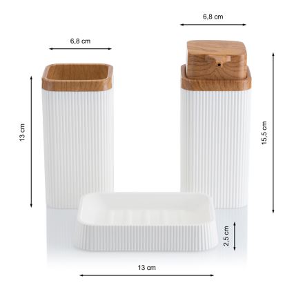 Badezimmer-Set ZOYA 5 Stk. weiß/braun