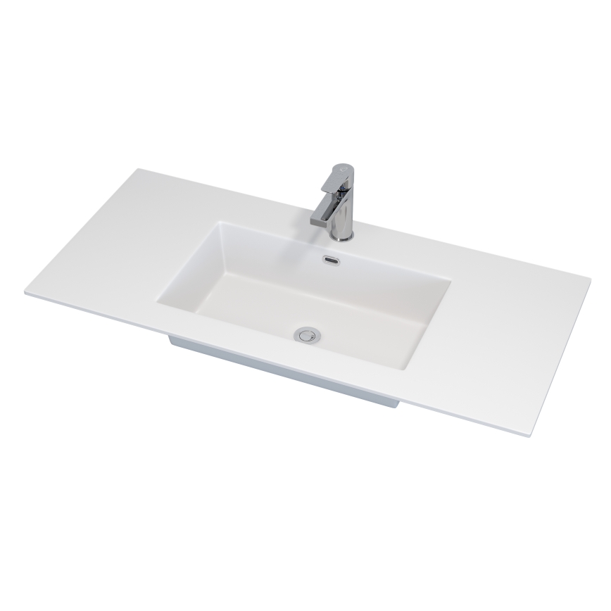 Badezimmer-Unterschrank mit Waschbecken GRIBSKOV 100 cm, Braun/Eiche/Weiß