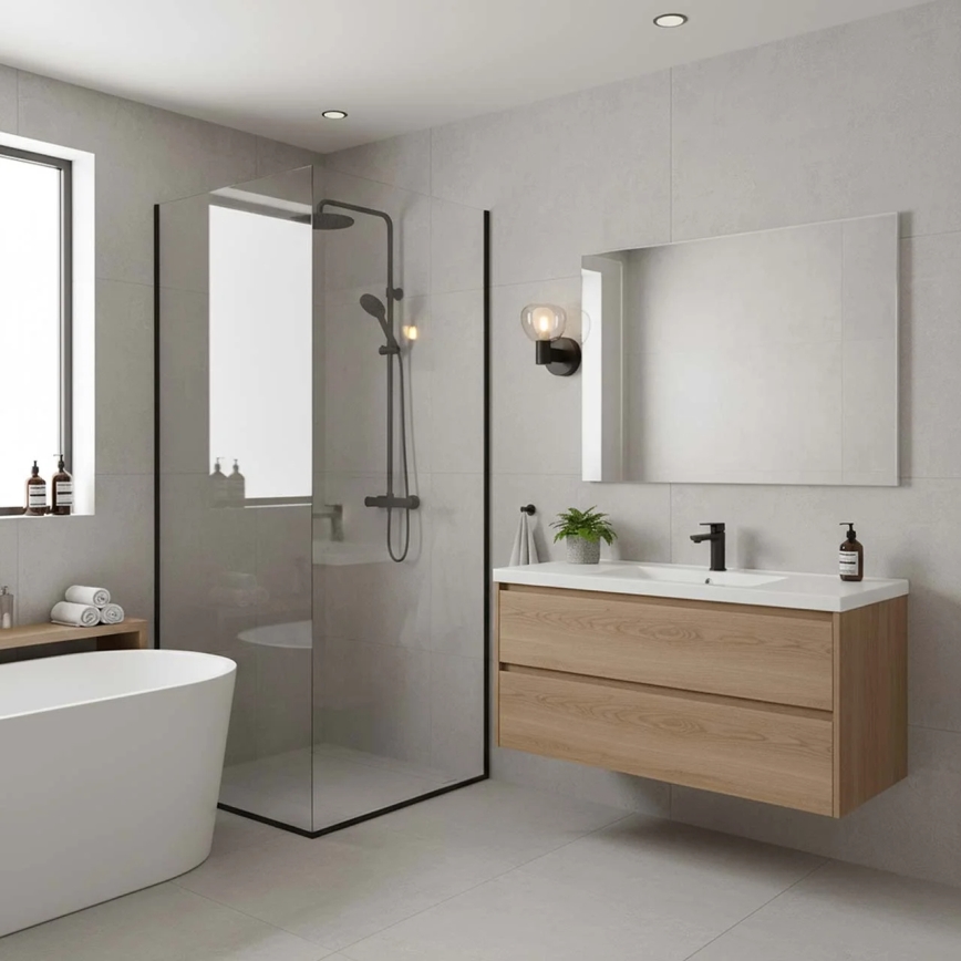 Badezimmer-Wandleuchte POLA 1xG9/5W/230V IP44 schwarz/klar