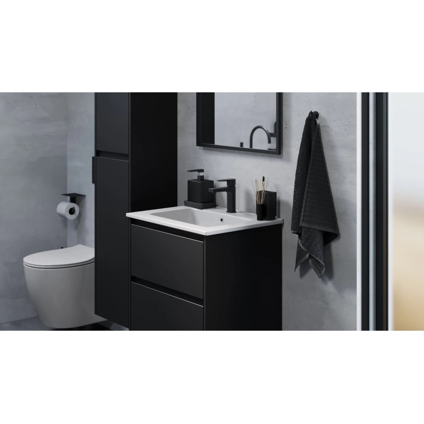 Badezimmerschrank mit integriertem Waschbecken MOLDE 60x55x46 cm schwarz
