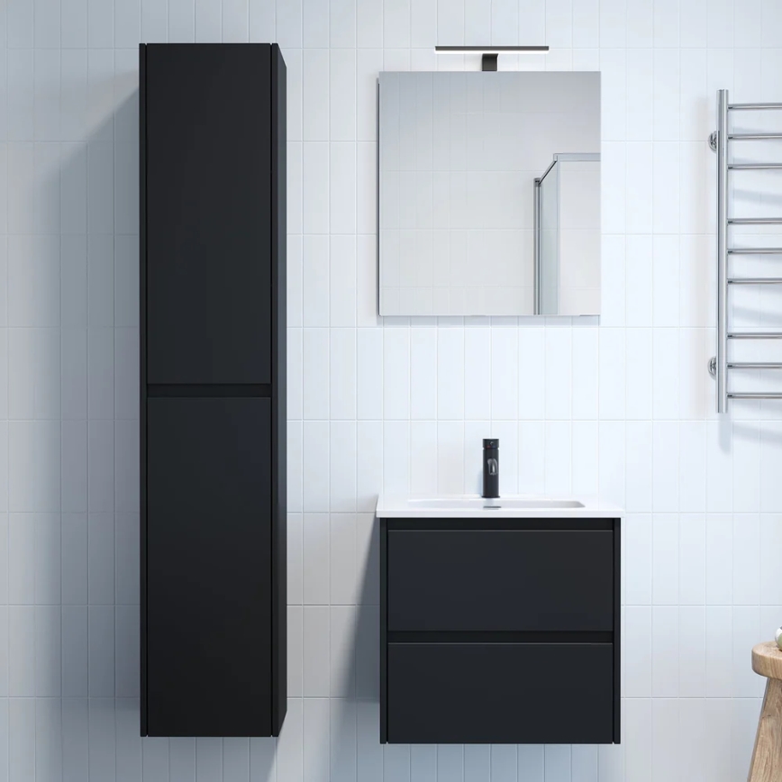 Badezimmerschrank mit integriertem Waschbecken MOLDE 60x55x46 cm schwarz