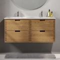 Badezimmerschrank mit Waschbecken GRIBSKOV 120 cm, Beige/Eiche/Weiß