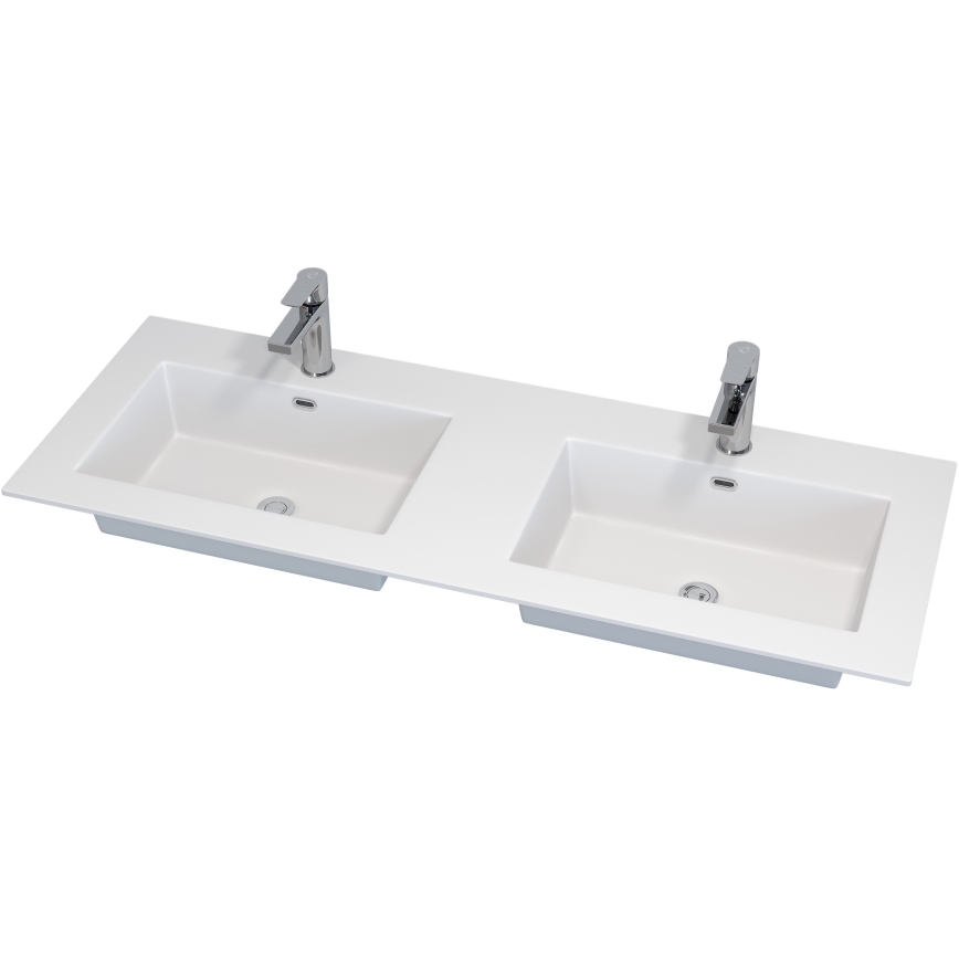 Badezimmerschrank mit Waschbecken GRIBSKOV 120 cm, Beige/Eiche/Weiß