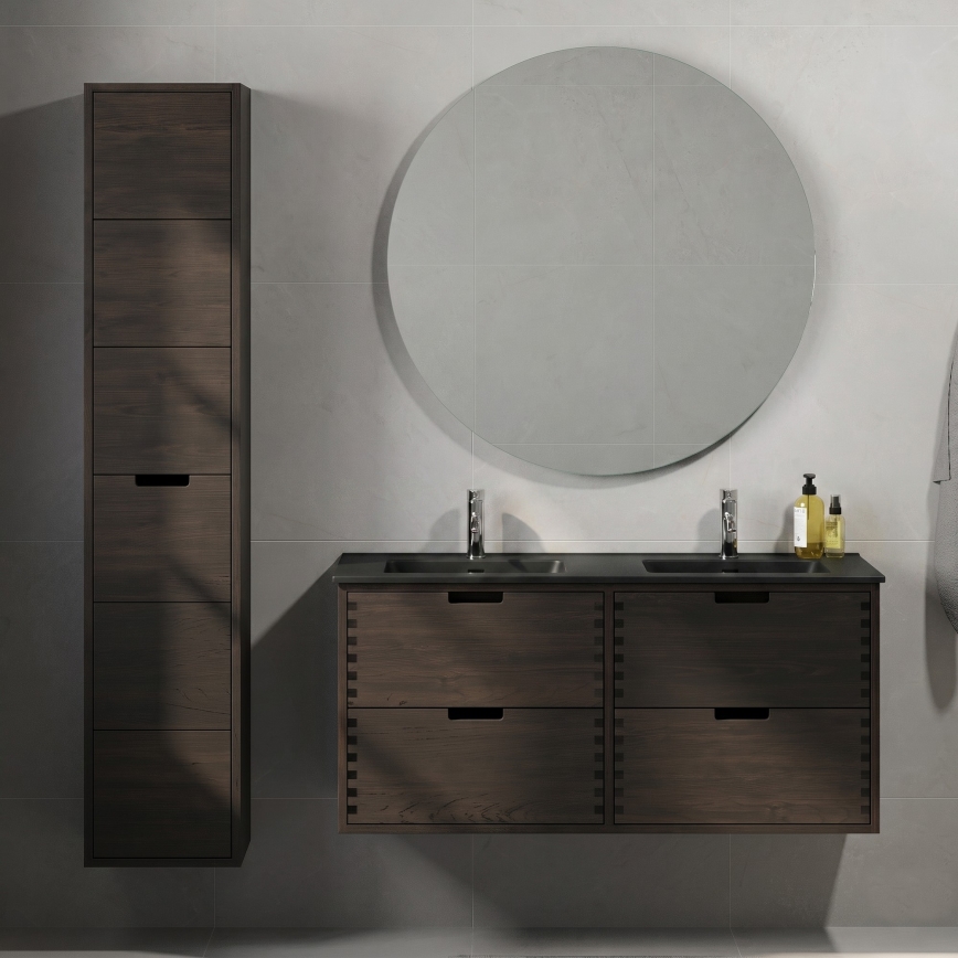 Badezimmerschrank mit Waschbecken GRIBSKOV 120 cm braun/Eiche/schwarz
