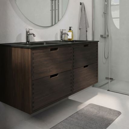 Badezimmerschrank mit Waschbecken GRIBSKOV 120 cm braun/Eiche/schwarz