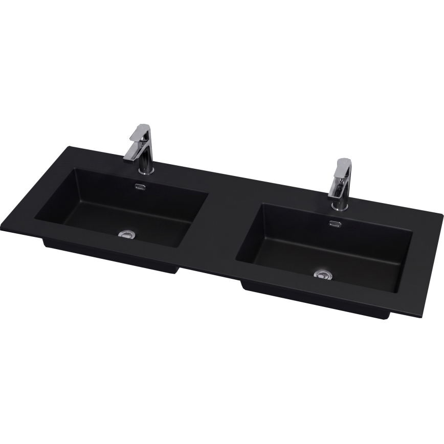 Badezimmerschrank mit Waschbecken GRIBSKOV 120 cm braun/Eiche/schwarz