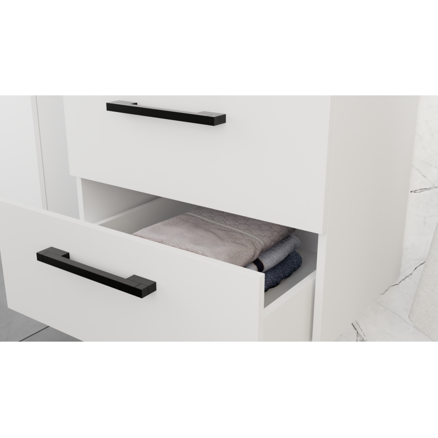 Badezimmerschrank mit Waschbecken KATE + Spiegelschrank + Hängeschrank weiß