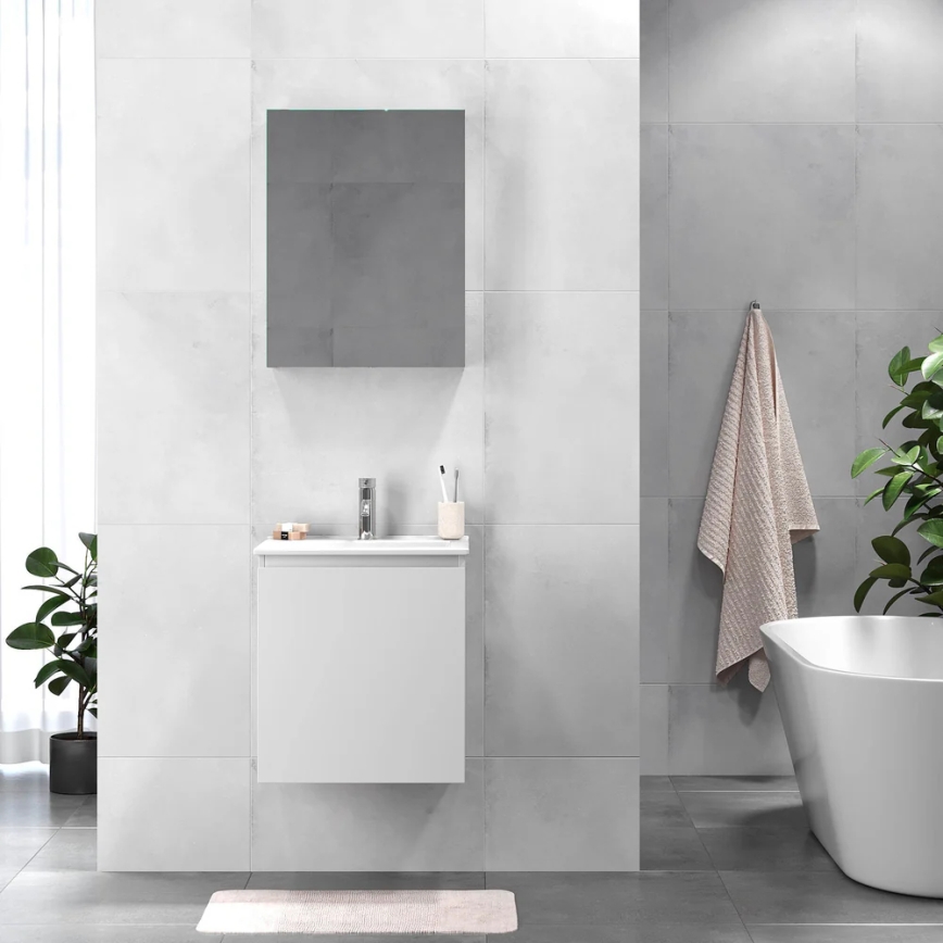 Badezimmerschrank mit Waschbecken KENWOOD 51x55x41 cm weiß