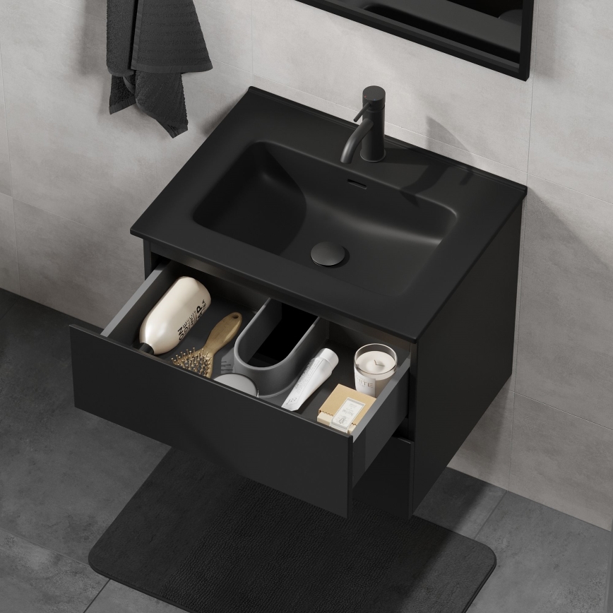 Badezimmerschrank mit Waschbecken KENWOOD 61x52x45 cm schwarz