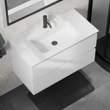 Badezimmerschrank mit Waschbecken KENWOOD, 91 cm, weiß