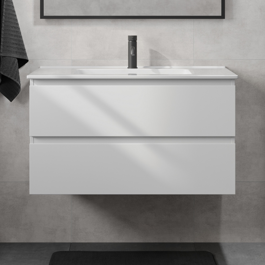 Badezimmerschrank mit Waschbecken KENWOOD, 91 cm, weiß