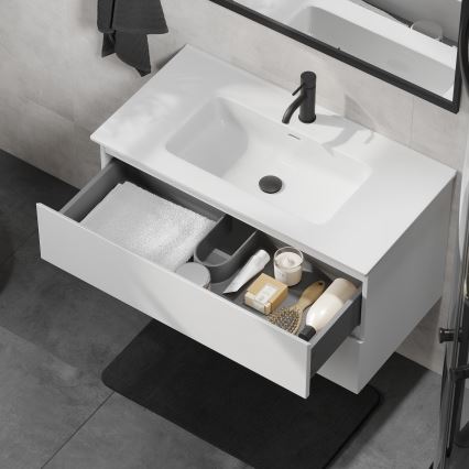 Badezimmerschrank mit Waschbecken KENWOOD, 91 cm, weiß
