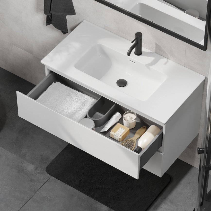 Badezimmerschrank mit Waschbecken KENWOOD, 91 cm, weiß