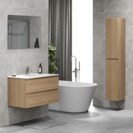 Badezimmerschrank mit Waschbecken KENWOOD 91x50x45 cm Eiche