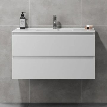 Badezimmerschrank mit Waschbecken KENWOOD 91x50x47 cm weiß