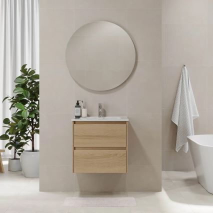 Badezimmerschrank mit Waschbecken MOLDE 60x55x46 cm Eiche