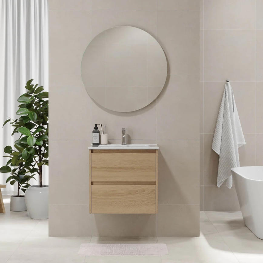 Badezimmerschrank mit Waschbecken MOLDE 60x55x46 cm Eiche