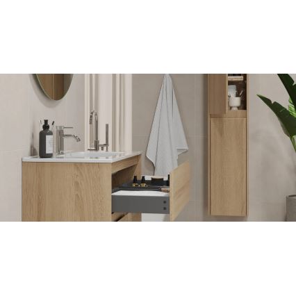 Badezimmerschrank mit Waschbecken MOLDE 60x55x46 cm Eiche