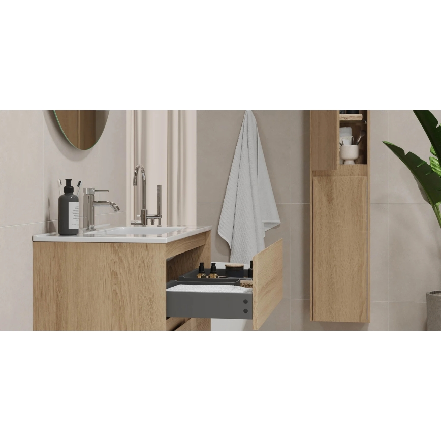 Badezimmerschrank mit Waschbecken MOLDE 60x55x46 cm Eiche