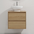 Badezimmerschrank mit Waschbecken TRONDHEIM/DRAMMEN 60x57x46 cm Eiche/weiß