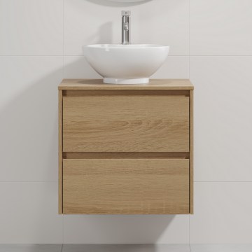 Badezimmerschrank mit Waschbecken TRONDHEIM/DRAMMEN 60x57x46 cm Eiche/weiß
