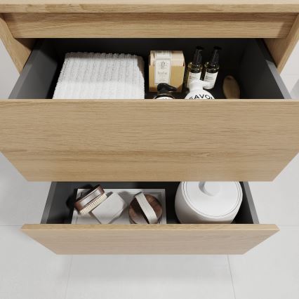 Badezimmerschrank mit Waschbecken TRONDHEIM/DRAMMEN 60x57x46 cm Eiche/weiß