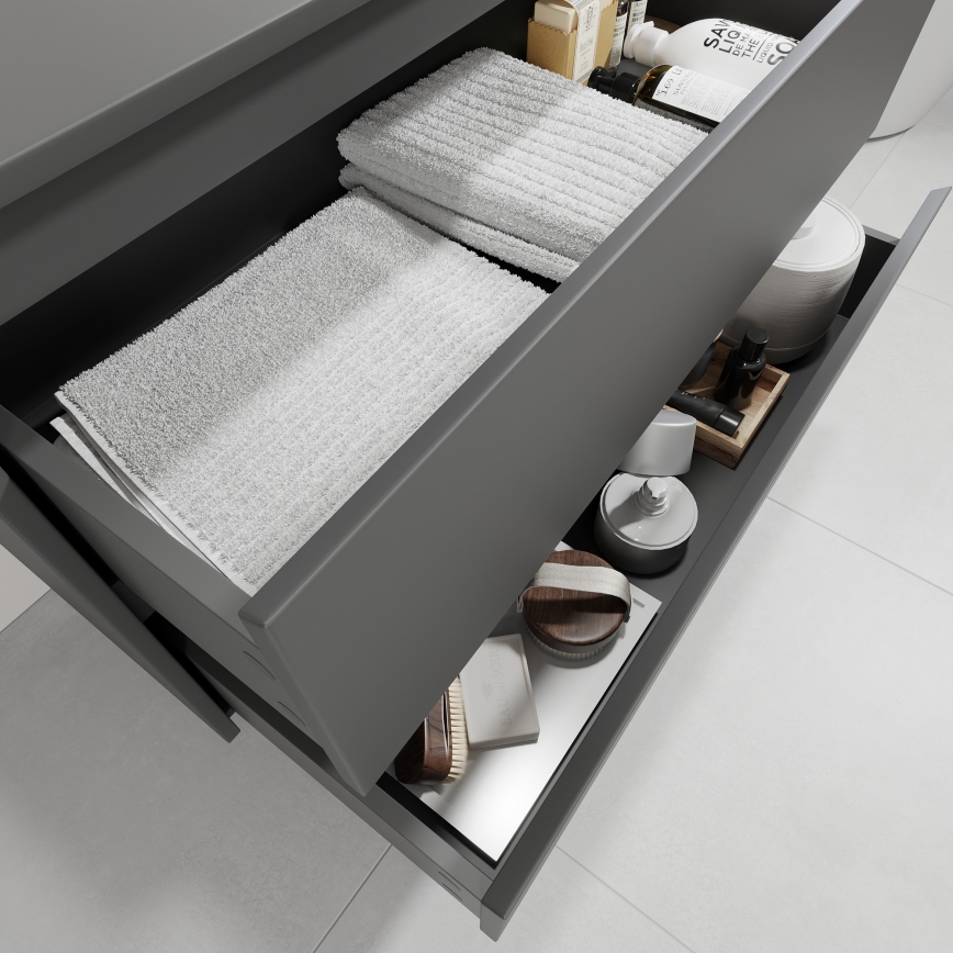 Badezimmerschrank mit Waschbecken TRONDHEIM/DRAMMEN 90x57x46 cm Anthrazit/Weiß