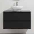 Badezimmerschrank mit Waschbecken TRONDHEIM/DRAMMEN 90x57x46 cm schwarz/weiß