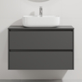 Badezimmerschrank mit Waschbecken TRONDHEIM/KRISTIANSAND 90x57x46 cm anthrazit/weiß