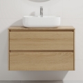 Badezimmerschrank mit Waschbecken TRONDHEIM/KRISTIANSAND 90x57x46 cm Eiche/Weiß