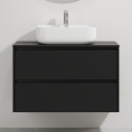 Badezimmerschrank mit Waschbecken TRONDHEIM/KRISTIANSAND 90x57x46 cm schwarz/weiß