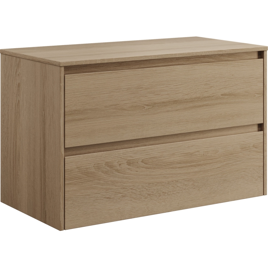 Badezimmerschrank mit Waschbecken TRONDHEIM/LJORDAL 90x57x46 cm Eiche/Messing